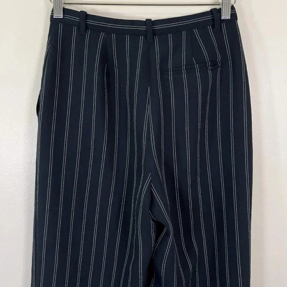 Aritzia Wilfred Talin Black White Striped Crepe Wide Leg Cropped Pants - Picture 13 of 16